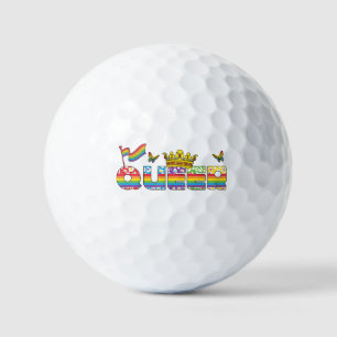 Rainbow Queer Crown with Flag and Butterflies Golf Balls