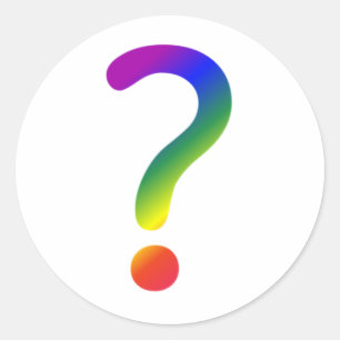 Rainbow question mark classic round sticker