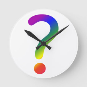 Rainbow question mark round clock