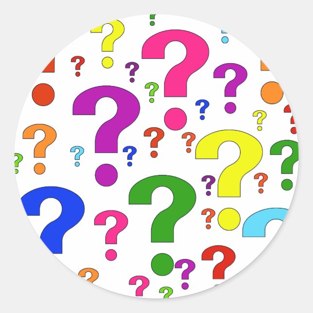 Rainbow Question Marks Classic Round Sticker (Front)