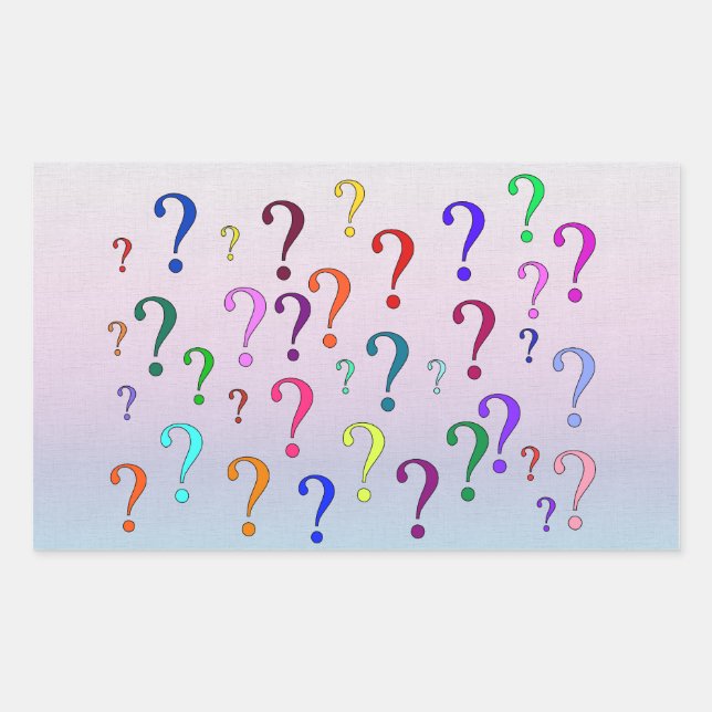 Rainbow Question Marks Rectangular Sticker (Front)