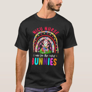 Rainbow Rabbit I Care For The Cutest Bunnies Nicu  T-Shirt