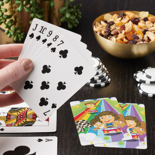 Rainbow Race Track Kids Playing Cards