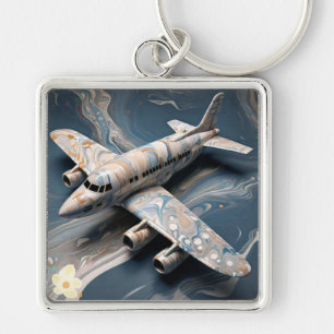 "Rainbow Radiance: The Marble Airliner" Key Ring