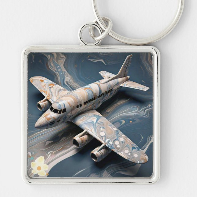 "Rainbow Radiance: The Marble Airliner" Key Ring (Front)