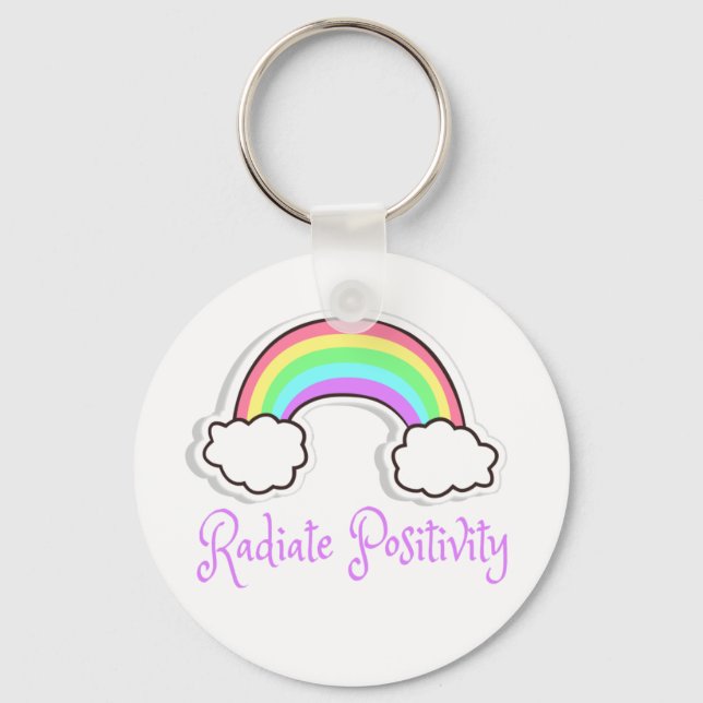 Rainbow Radiate positivity, Positive mindset Key Ring (Front)