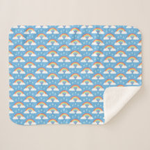 Rainbow Rain Clouds on Blue