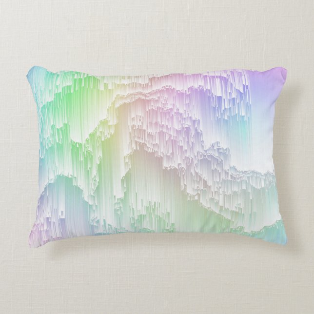 Rainbow Rain Glitch Decorative Cushion (Front)