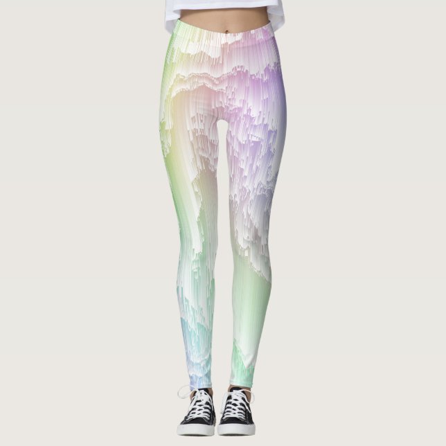 Rainbow Rain Glitch Leggings (Front)