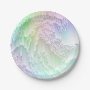 Rainbow Rain Glitch Paper Plate