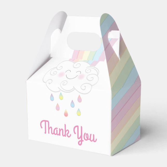 Rainbow Raindrop Baby Shower Sprinkle Favour Box (Front Side)