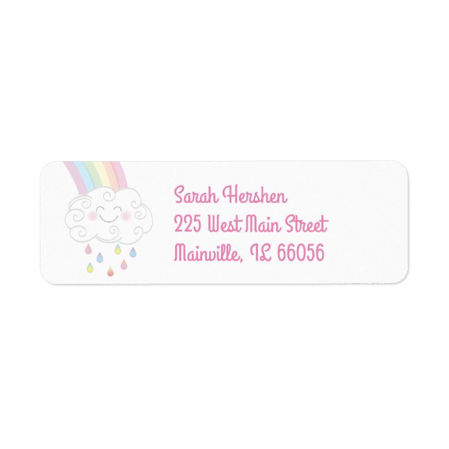 Rainbow Raindrop Baby Shower Sprinkle Return Address Label (Front)
