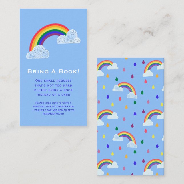 Rainbow Raindrops Baby Shower Book Request Enclosu Enclosure Card (Front/Back)