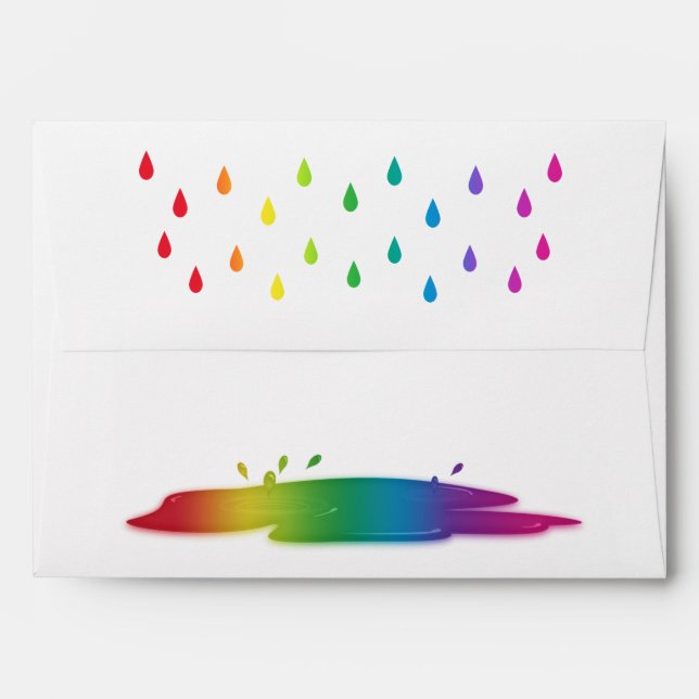Rainbow Raindrops Chalkboard Baby Shower Envelope (Back (Top Flap))