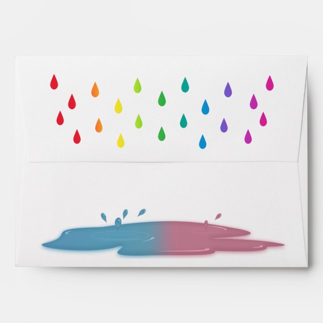 Rainbow Raindrops Gender Reveal Envelope (Back (Top Flap))