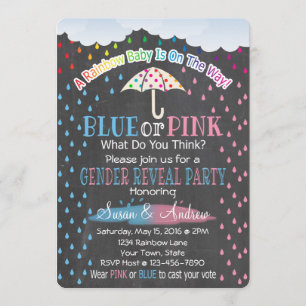 Rainbow Raindrops Gender Reveal Invitation