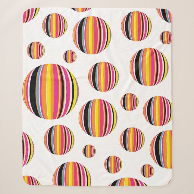 Rainbow Raindrops: Striped Pattern Sherpa Blanket (Front)