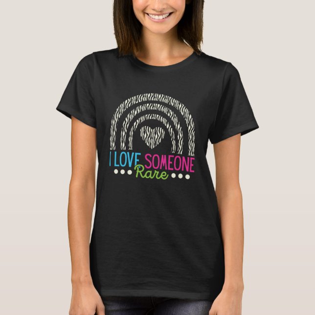 Rainbow Rare Disease Awareness I Love Someone Rare T-Shirt (Front)