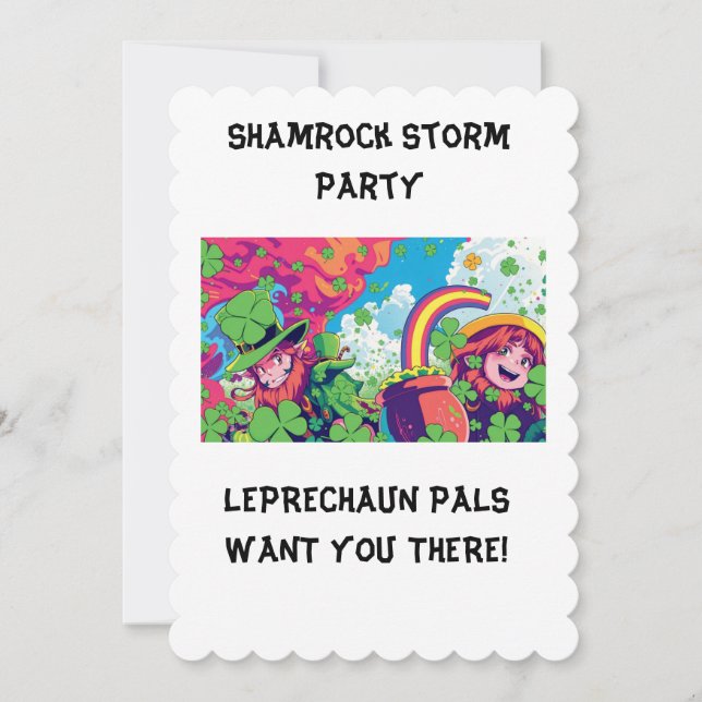 Rainbow Rave Time Kiddies St. Patrick's Invitation (Front)