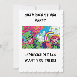 Rainbow Rave Time Kiddies St. Patrick's Invitation