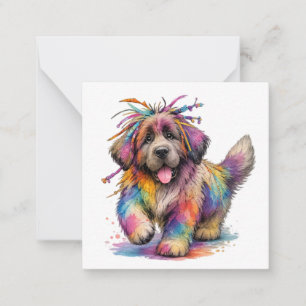 Rainbow Rebel Watercolor Newf Card