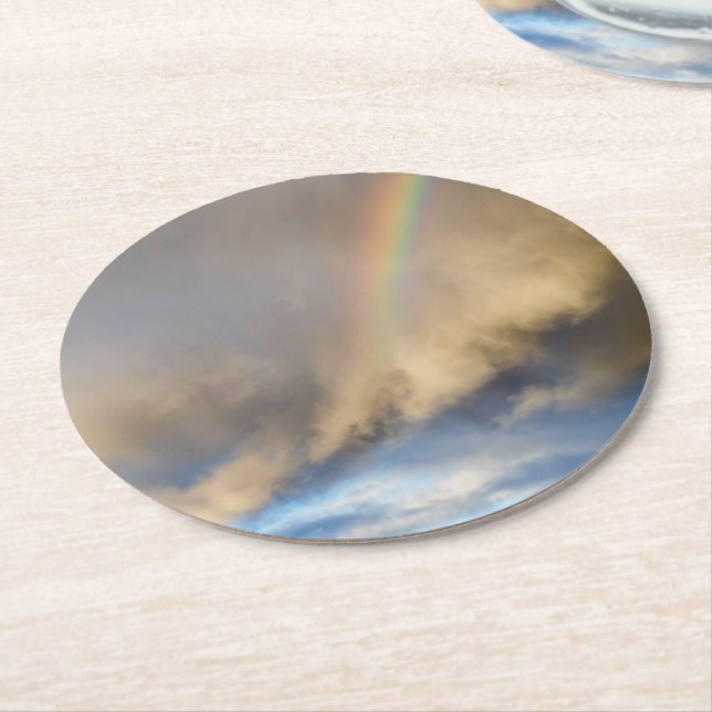 rainbow rebellion round paper coaster (Angled)