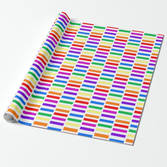 Rainbow Rectangle Pattern Wrapping Paper (Unrolled)