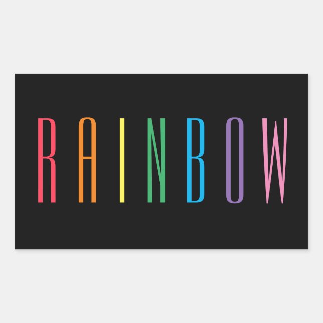RAINBOW Rectangle Stickers / Black (Front)
