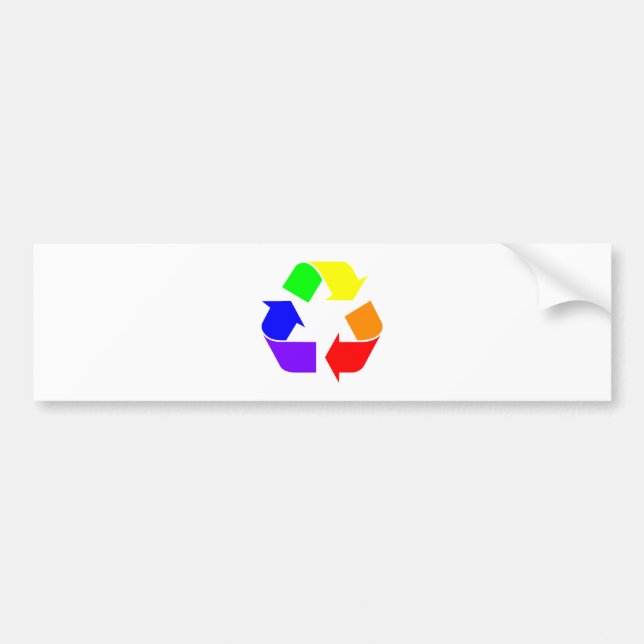 Rainbow Recycle Sign Bumper Sticker (Front)