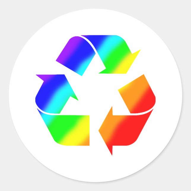Rainbow Recycle Sign Classic Round Sticker (Front)