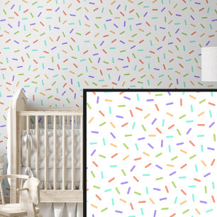 Rainbow Red Green Purple Yellow Sprinkles, White Wallpaper
