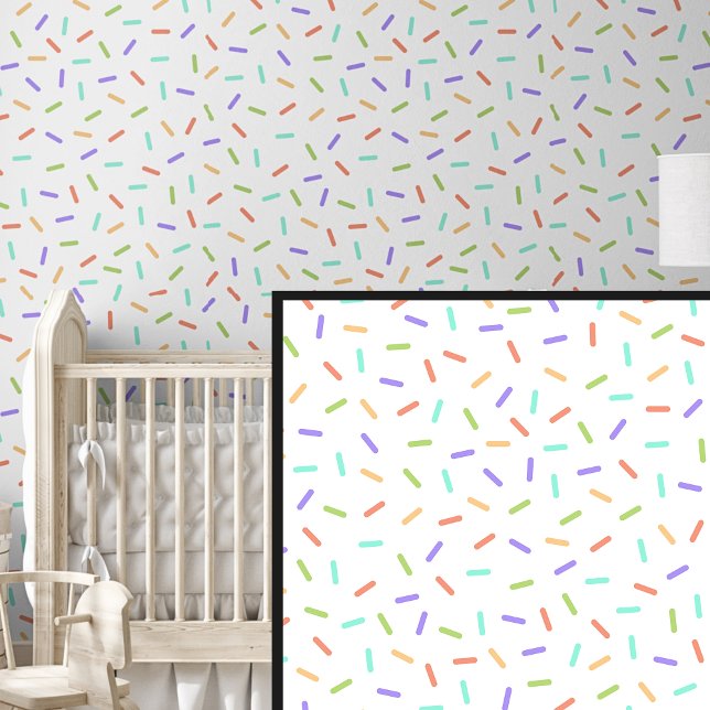 Rainbow Red Green Purple Yellow Sprinkles, White Wallpaper (Creator Uploaded)