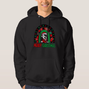 Rainbow Red Plaid Merry Christmas Funny Pitbull Do Hoodie