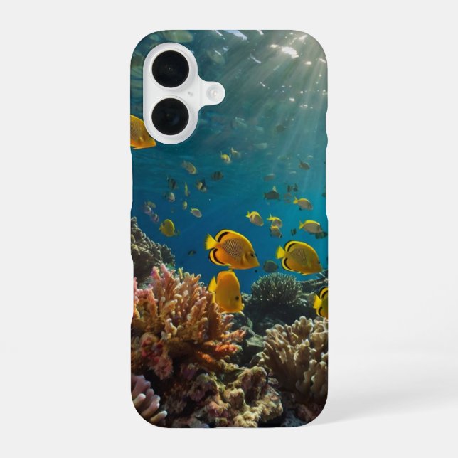 Rainbow Reef Fish iPhone 16 Case (Back)