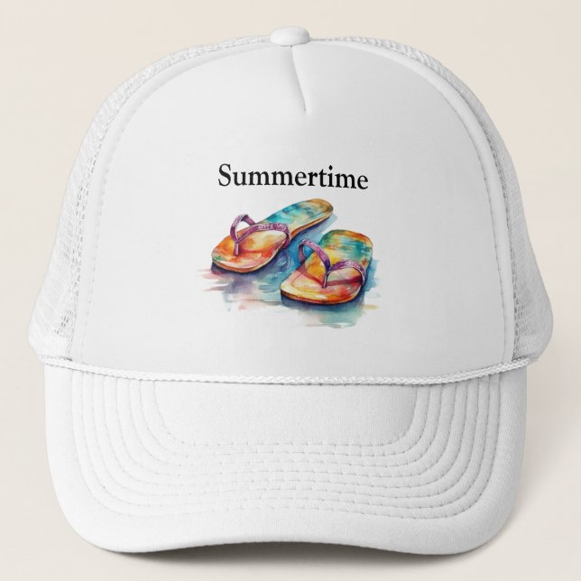 Rainbow Reef Flip Flop, custom Trucker Hat (Front)