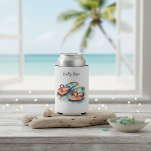 Rainbow Reef Flip Flops, custom Can Cooler