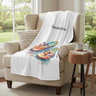Rainbow Reef Flip Flops, custom Fleece Blanket