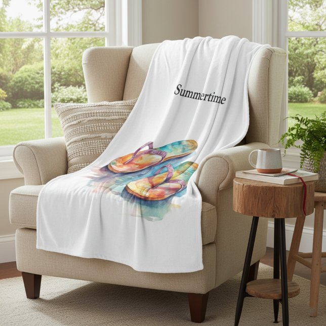 Rainbow Reef Flip Flops, custom Fleece Blanket (Creator Uploaded)