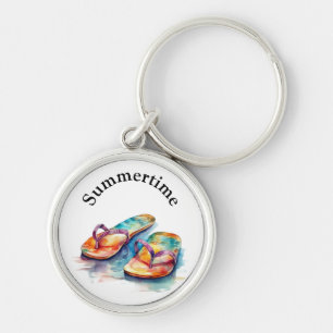 Rainbow Reef Flip Flops, custom Key Ring