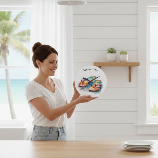 Rainbow Reef Flip Flops, custom Large Clock (Creator Uploaded)