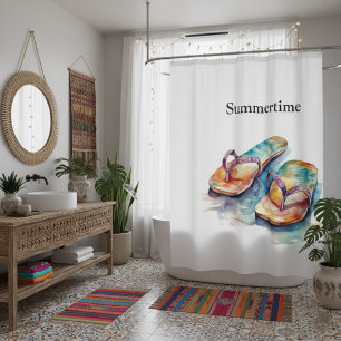 Rainbow Reef Flip Flops, custom Shower Curtain