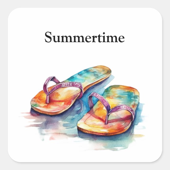 Rainbow Reef Flip Flops, custom Square Sticker (Front)