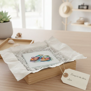 Rainbow Reef Flip Flops Glass Coaster