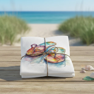 Rainbow Reef Flip Flops Tea Towel