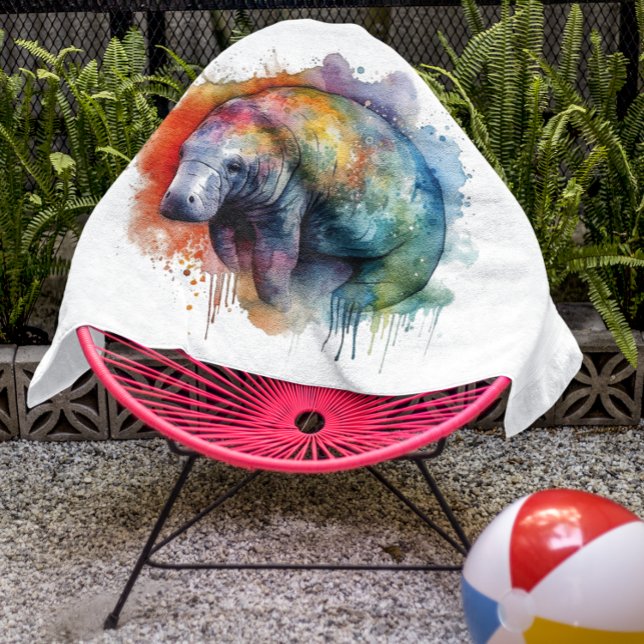 Rainbow Reef Manatee, custom Bath Towel (Creator Uploaded)