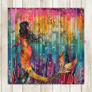 RAINBOW REEF MERMAID COLORFUL  POSTER