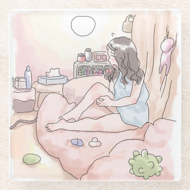 Rainbow Relaxation Glass Coaster (Front)