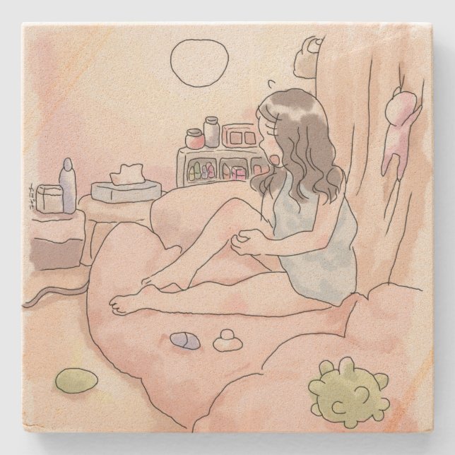 Rainbow Relaxation Stone Coaster (Front)
