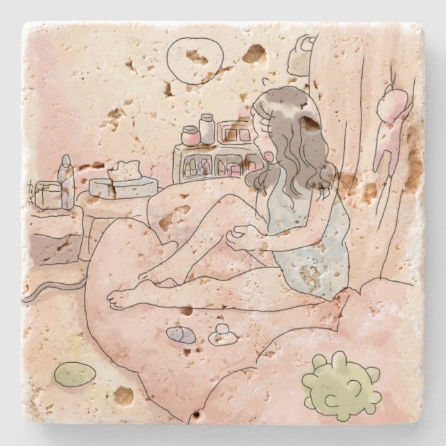 Rainbow Relaxation Stone Coaster (Front)