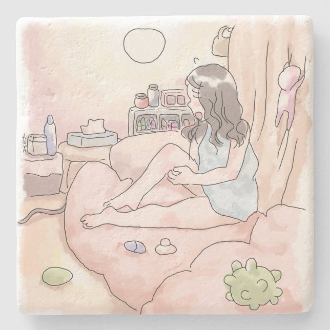 Rainbow Relaxation Stone Coaster (Front)